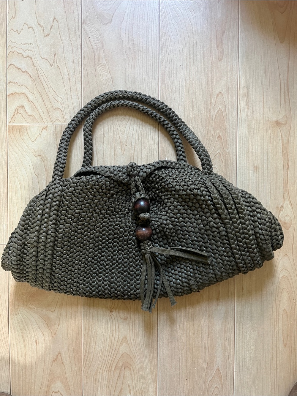 Green woven witchery bag